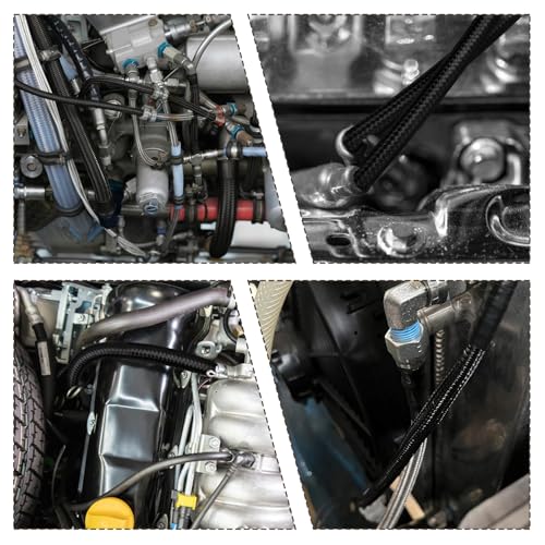 MuHize 70 Inch AN-6 Transmission Cooler Line Kit Stainless Steel Braided - size: 70 Inch-Black