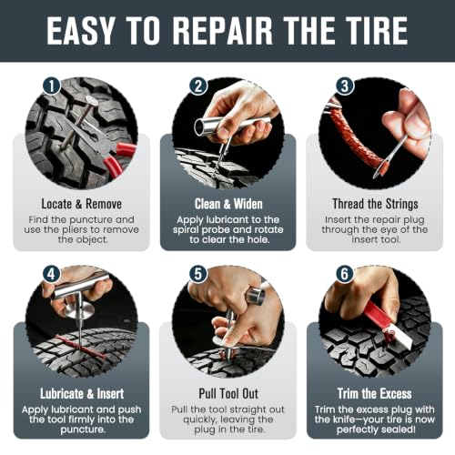 ORCISH Heavy Duty 70pcs Tire Repair Kit, Tubeless Tire Plug Kit for Flats - size: 70 Piece Set