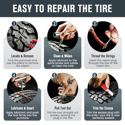 ORCISH Heavy Duty 70pcs Tire Repair Kit, Tubeless Tire Plug Kit for Flats - size: 70 Piece Set