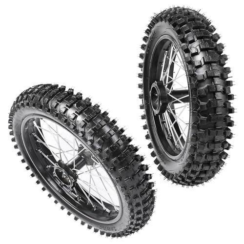 70/100-17 & 90/100-14 Dirt Bike Tire Set with Wheels Rims 17" 14" Front Rear Wheels - Fits Taotao Coolster Apollo RFZ125 SSR 110cc 125cc 140cc 150cc Pit Bike Mini