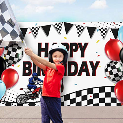 Sumind Dirt Bike Happy Birthday Banner Backdrop