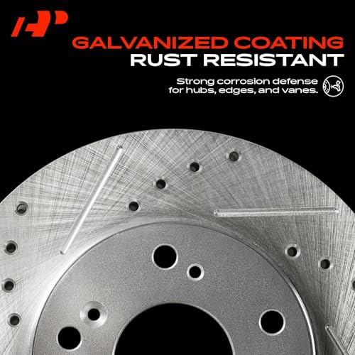 A-Premium 10.24 inch (260mm) Rear Drilled and Slotted Disc Brake Rotors - style: Rear Drilled and Slotted