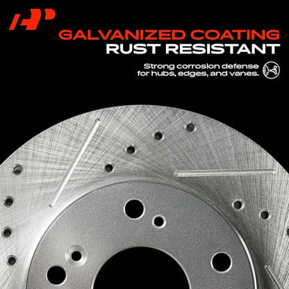 A-Premium 10.24 inch (260mm) Rear Drilled and Slotted Disc Brake Rotors - style: Rear Drilled and Slotted