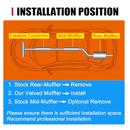 2.5 Inch Valved Muffler Exhaust Cutout with Muffler Cat Back Exhaust System Kit (2pcs) - size: 2.5" (2pcs)