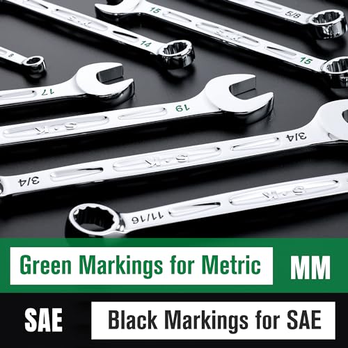 SK Combination Wrench Set, Metric 8 to 19mm, 12-Piece, Premium CR-V Steel - size: Metric