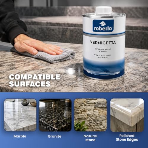 Roberlo Vernicetta Clear Coat - High Gloss Finish for Automotive & Stone Surfaces, Varnish for Polishing Marble & Granite Edges, Automotive Clear Coat Gloss, 1 Liter