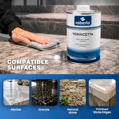 Roberlo Vernicetta Clear Coat - High Gloss Finish for Automotive & Stone Surfaces, Varnish for Polishing Marble & Granite Edges, Automotive Clear Coat Gloss, 1 Liter