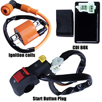 Full Electrics Wiring Harness Coil Ignition Switch CDI Solenoid Relay Spark Plug for 4 Wheelers Stroke ATV 150cc 200cc 250cc Quad Bike Buggy Go Kart by OTOHANS AUTOMOTIVE