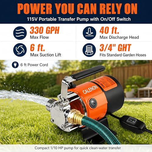 115V Water Transfer Pump, 330 GPH Electric Pump with On/Off Switch - style: 115V – With Switch