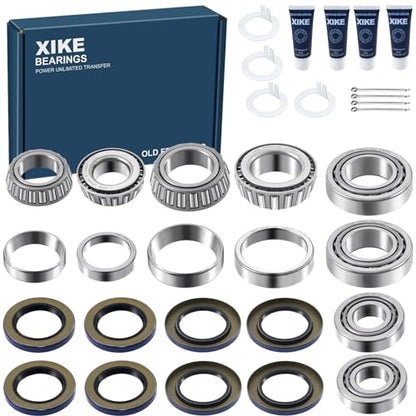 XiKe 25580/25520 & 14125A/14276 Trailer Bearings Wheel Hub Kit, 4 Sets - size: 25580/20 ＆ 14125A/76 + Seal ID 2.125'' ＆ 2.250'', style: Pack 4 Set