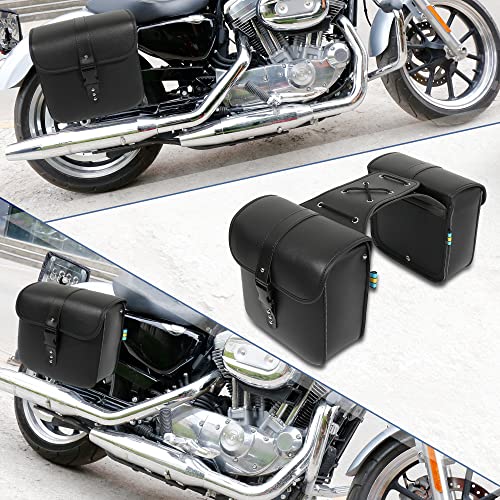 Motoforti Pair Motorcycle Saddlebag Side Tool Bags Cycling Luggage Bag Waterproof Quick Release Buckles - color: Black