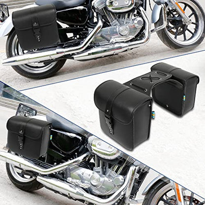 Motoforti Pair Motorcycle Saddlebag Side Tool Bags Cycling Luggage Bag Waterproof Quick Release Buckles - color: Black