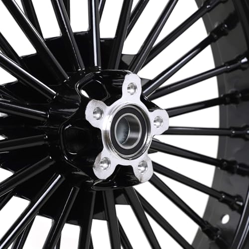 TOFR 21x3.5 18x5.5 Fat Spoke Wheels Black For Harley Softail Slim 2018-2021 - size: Front:21x3.5 Rear:18x5.5