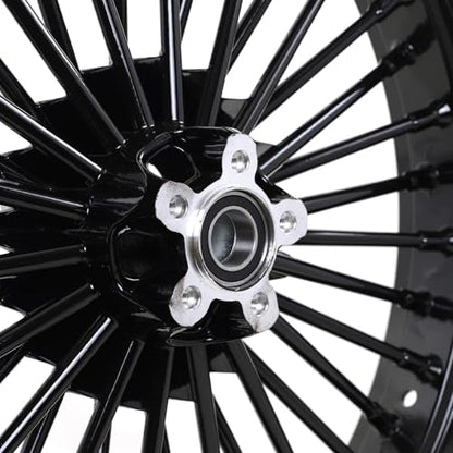 TOFR 21x3.5 18x5.5 Fat Spoke Wheels Black For Harley Softail Slim 2018-2021 - size: Front:21x3.5 Rear:18x5.5