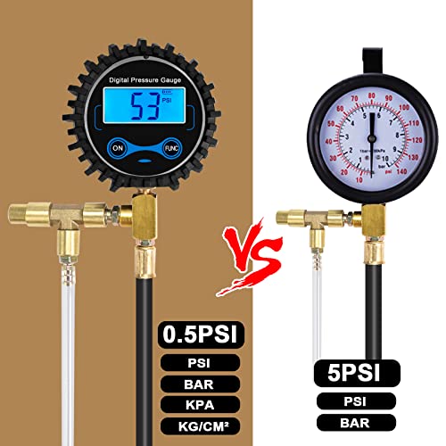 BETOOLL Digital Fuel Injection Pressure Tester Kit - Fuel Pressure Gauge 0-300 PSI for Petrol Engine Fuel Pressure Test Kit Automotive Test Tool Kit - size: 0-300 PSI