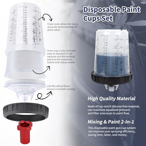 Disposable Paint Gun Cup, HVLP Paint Sprayer Gun Mixing Cups - size: 27 ounce