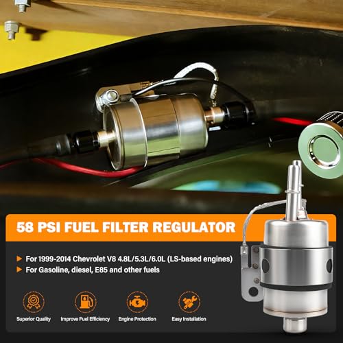 Yinlowa 58 PSI Fuel Filter Regulator Kit for LS Swap C5 Corvette - size: 58PSI Fuel Filter