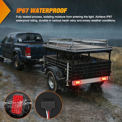 Nilight 5" X 3" Rectangular Trailer Tail Light 2 PCS Red 24 LED - color: 2Pcs Red 24Led Lights 5x3Inch