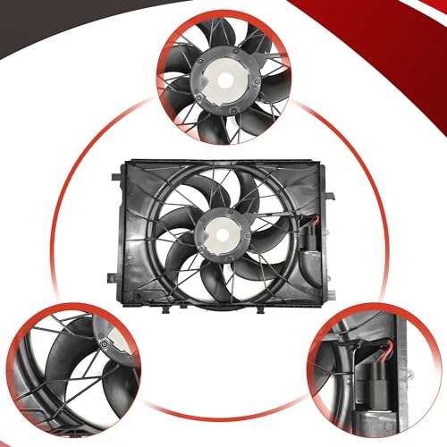 PartsFlow Radiator Cooling Fan Assembly Compatible with 2010-2015 Mercedes-Benz C300 For 2009-2014 Mercedes-Benz GLK350 621-373 - color: For Mercedes-Benz
