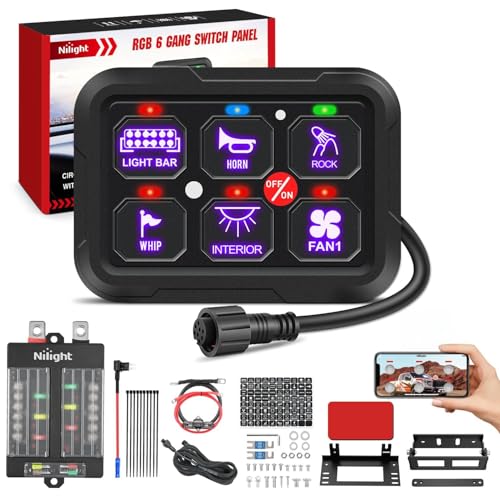 Nilight 6 Gang Switch Panel Relay System w/APP Control Automatic Dimmable - color: RGB, size: 6 Gang Switch 2-side Output