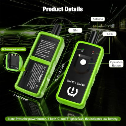 EL-50448 & EL-50449 TPMS Relearn Tool for GM and Ford, 2IN1 TPMS Reset Tool - color: Green