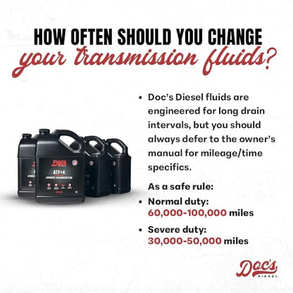 Doc’s Diesel ATF4 High Mileage Full Synthetic ATF+4 Automatic Transmission Fluid, 4-Gallons - color: ATF+4, size: 4-Gallons
