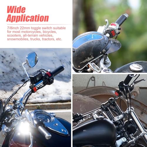 Frienda 3 Pieces Motorcycle Headlight Switch Handlebar Toggle, Red - color: Red