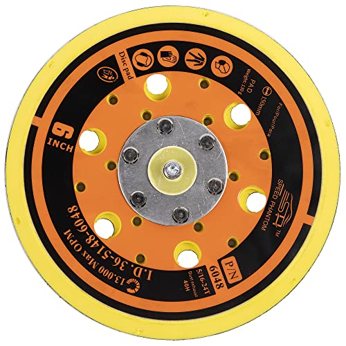 6 inch with 48 Holes Hook and Loop Backing Pad for Air Sander Polisher, 5/16"-24 Thread Max 13000RPM, Pack of 1 - color: Hook and Loop, size: 6 inch 5/16"-24 Thread with 48 holes