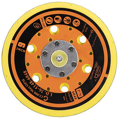 6 inch with 48 Holes Hook and Loop Backing Pad for Air Sander Polisher, 5/16"-24 Thread Max 13000RPM, Pack of 1 - color: Hook and Loop, size: 6 inch 5/16"-24 Thread with 48 holes