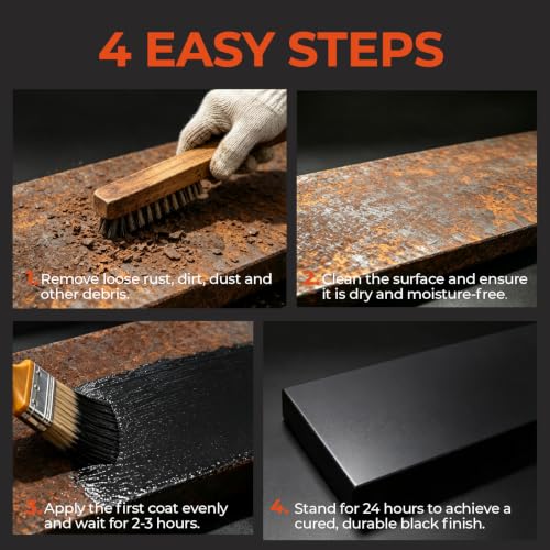 2 In 1 Rust Converter & Metal Primer, 17.5Oz Black Metal Rust Paint