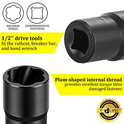 Topec 21mm Lug Nut Remover, Wheel Lock Removal Kit for Stripped Bolt & Rounded Nut, 1/2" Drive - style: 21MM