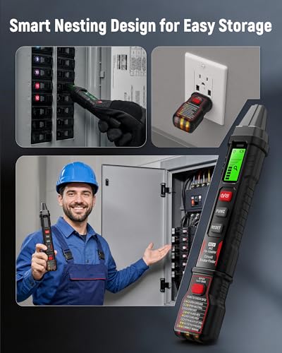 KAIWEETS Circuit Breaker Finder with LCD Display, GFCI Outlet Tester, AC 90-130V Electrical Circuit Tracer Tool with NCV Tset & Flashlight, Includes Carrying Case with Adapter, Alligator Clips -KT303P - size: KT303P(with adapters)