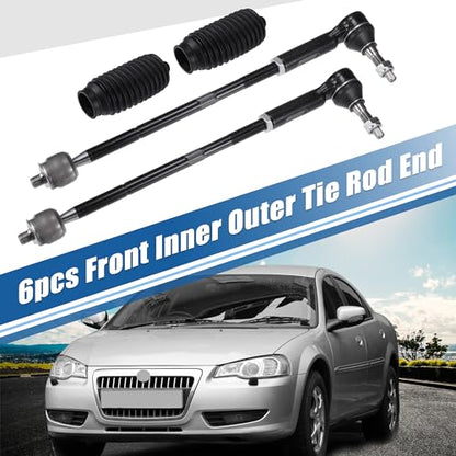 X AUTOHAUX 6pcs Front Inner Outer Tie Rod Ends Kit Suspension Steering Tie Rod End for Chrysler 300 for Dodge Challenger Drag Link No.ES800986/EV800963