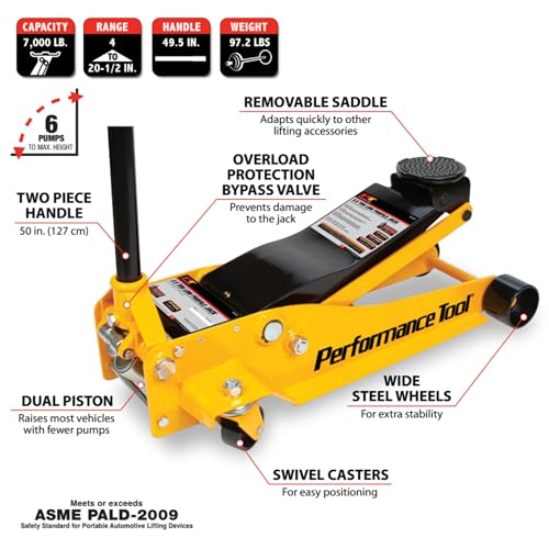 Performance Tool W1627 3.5 Ton (7,000 lbs.) Capacity Low Profile Service Jack - style: 3-1/2 Ton (7,000 lbs)