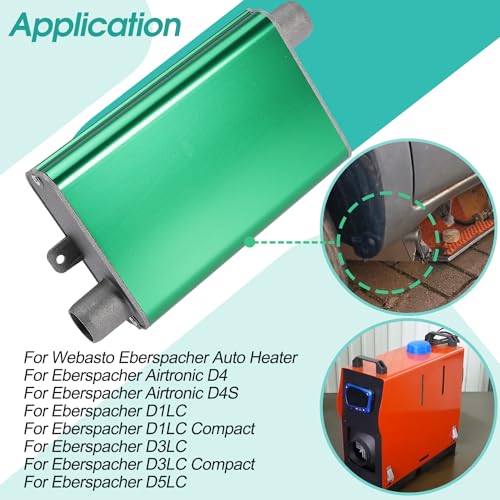 24mm Exhaust Muffler Pipe Upgraded for Chinese for Eberspacher Diesel Heaters Air Compressor with 2 clamps and screws, Green - color: Green