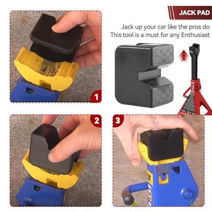 Universal Axle Car Jack Stand Pad Rubber Slotted Guard Support Block Lifting Lift Frame Rail Pinch Protector Anti-Slip Floor Cushion - size: 6Ton & 4Pcs