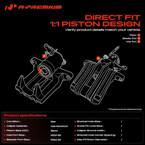 A-Premium Rear Left and Right Side Disc Brake Caliper without Bracket - style: Rear Left and Right Wheels