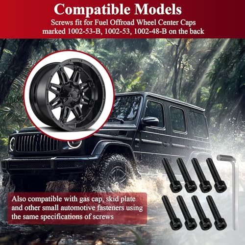 8 Pack Upgrade Fuel Wheel Center Cap Screws, with Adapter Tool - style: 8 Pcs 1002-53-B
