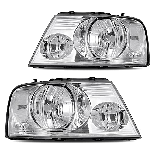 DWVO Headlight Assembly Compatible with 2004-2008 Ford F150 Pickup 06-08 Lincoln Mark LT Passenger and Driver side Chrome Housing Clear Reflector Clear Lens - color: A Chrome Housing Clear Reflector Clear Lens, size: OE Replacement