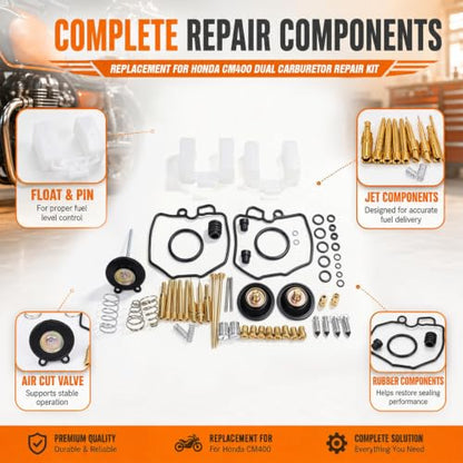 2Pcs Carburetor Repair Kit Replacement for Honda CM400