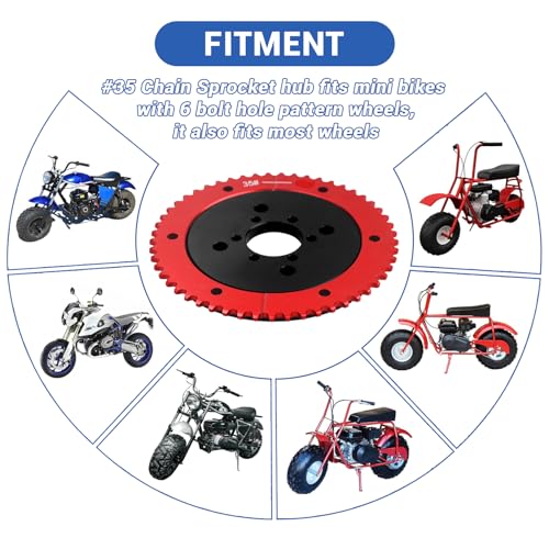 Universal 35 Chain 59T Split Sprocket with Adapter for Predator 212cc 196cc 79cc Go Kart Mini Bike CT200U-EX CT200U BT200X CT100U MB200 MBX11 Motorcycle Black - size: 59 tooth, style: Black