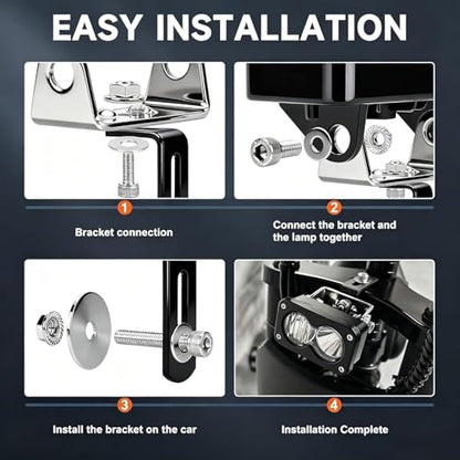 LED Headlight Upgrade Kit Applicable to Ridstar Q20 Q20 Lite Q20 Pro & Electric Bicycle, 20W 6000-6500K High Low Beam with Mount Bracket, 3 Pin Plug and Play