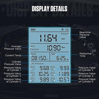 AUTOOL Digital Compression Tester Engine Compression Gauge 0-426PSI Petrol
