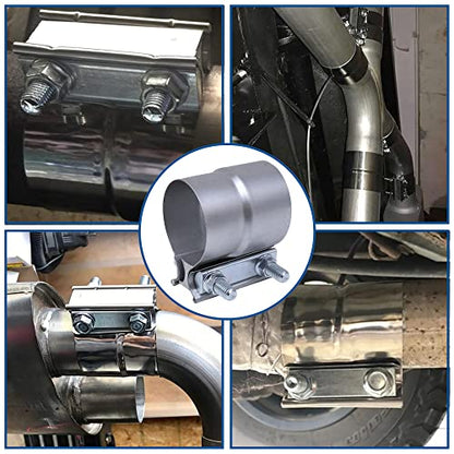 Exhaust Pipe Clamp 4.0 Inch Butt Joint Exhaust Clamp for 4" ID to 4" OD Pipe with Seal Band Clamp Sleeve 3 Inch Width Aluminized Steel Plate (2PCS) - color: 4.0 in - 2 Pcs