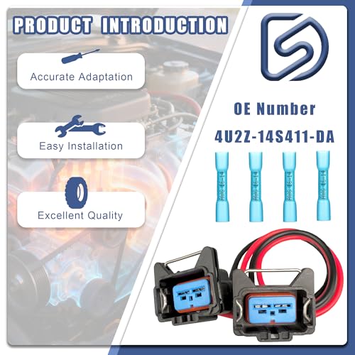 2Pcs 4U2Z-14S411-DA Radiator Fan Motor Connector Wiring Harness Compatible with Ford Contour/Focus/GT & Mercury Cougar/Mystique 1995-2010 Replaces F8RZ-8C607-GC, S-827