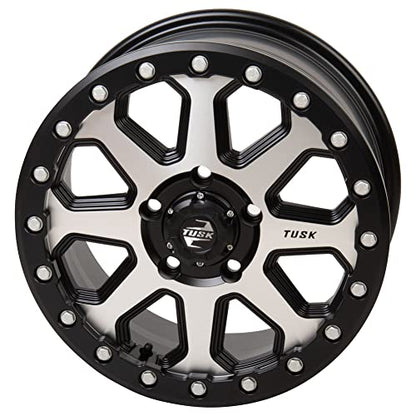 TUSK 5/114.3 (5/4.5) Uinta Beadlock Wheel 15x7 6.0 + 1.0 Compatible with Polaris RZR Pro R/Turbo R/Pro S/XP S/Xpedition (Machined/Black) - color: Machined/Black