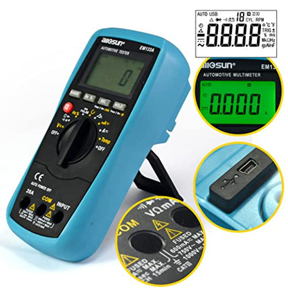 allsun EM133A Auto Multimeter AC/DC Volt Ohm Amp Tester Tool