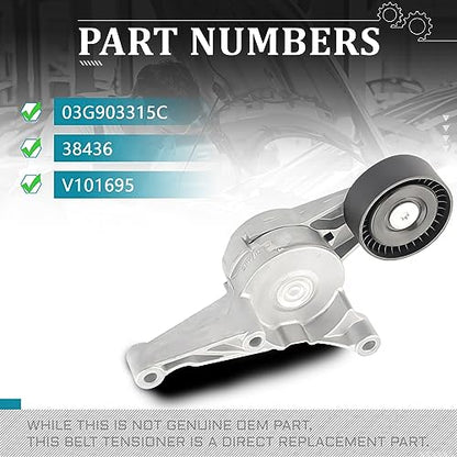 IRONTEK 03G903315C Belt Tensioner Pulley Assembly fit for Volkswagen 2005-2007 Jetta #38436 49400 V101695 - size: 03G903315C