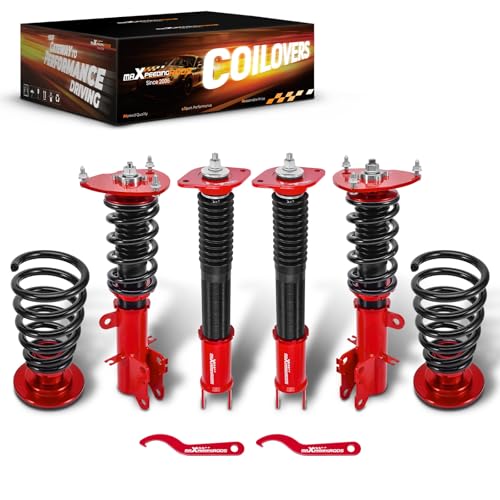 maXpeedingrods Coilovers for Nissan Altima Sedan L32 2007-2012, Altima Coupe D32 2008-2013, for Nissan Maxima Sedan A35 2009-2014, Height Adjustable Coilover Suspension Lowering Kit Red