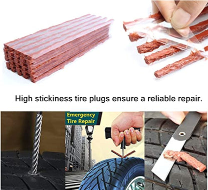 Chrov 60pcs Tire Plugs, Rubber Tire Repair Plugs for Tubeless Off-Road Tires Car, ATV, UTV, Wheelbarrow (8" x1/4", Brown)